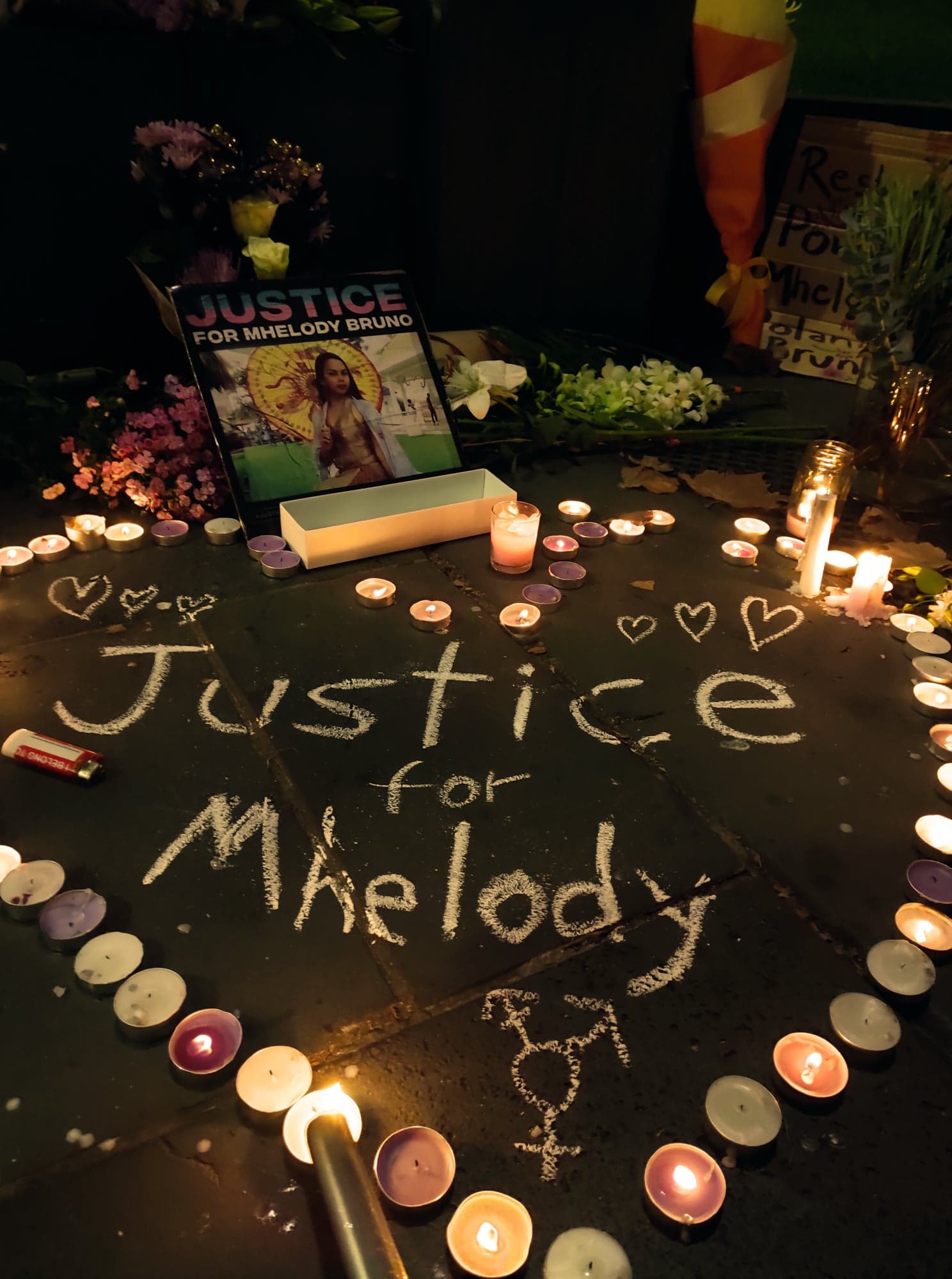 Justice for Mhelody candles and altar