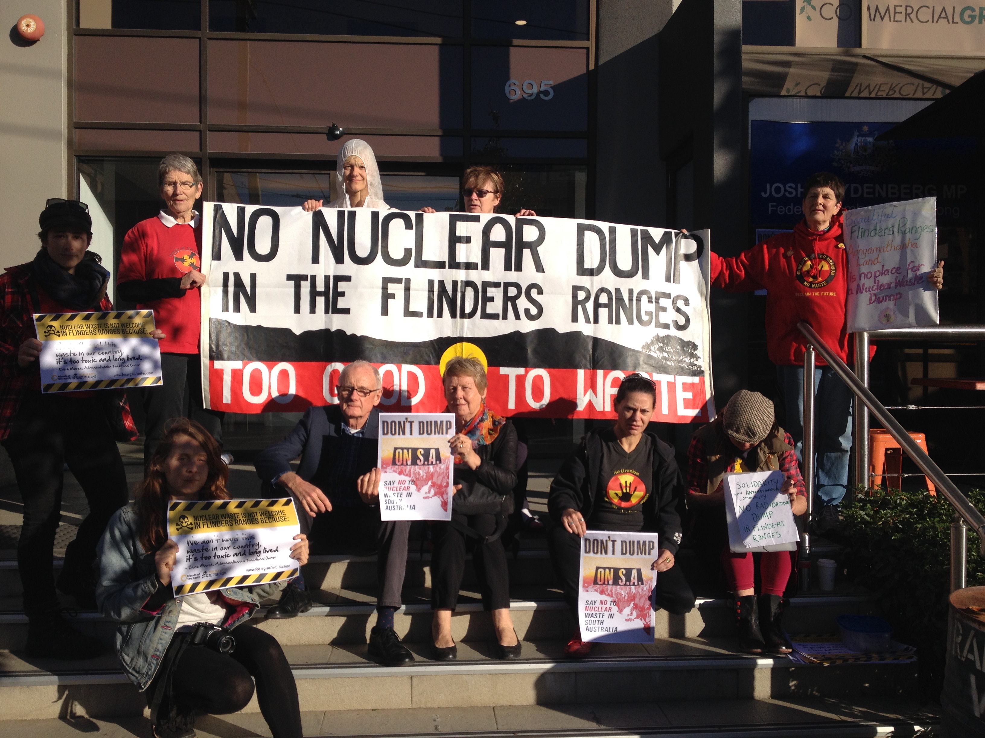 Nuclear dump protest at Josh Frydenberg's office in Camberwell 6/5/16.