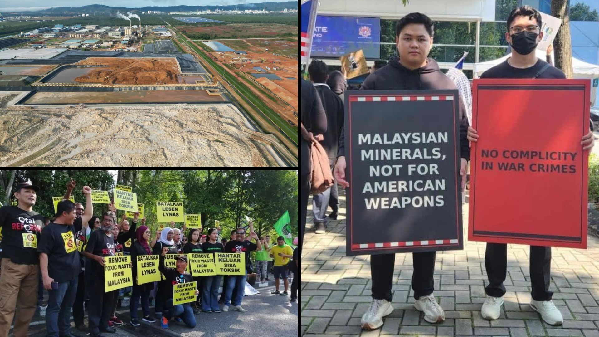 Stop Lynas campaign images from Kuantan Malaysia.  The red piles at the Advanced Materials Plant are radioactive waste.  Photos by Lee Tan.