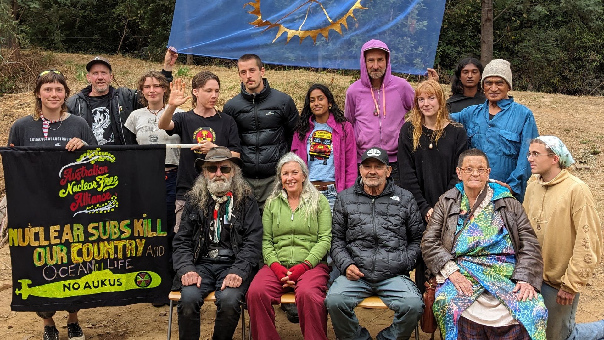 Anti-nuclear workshop participants at an activist camp in Lutrawita organised by Grass Roots Action Network Tasmania.