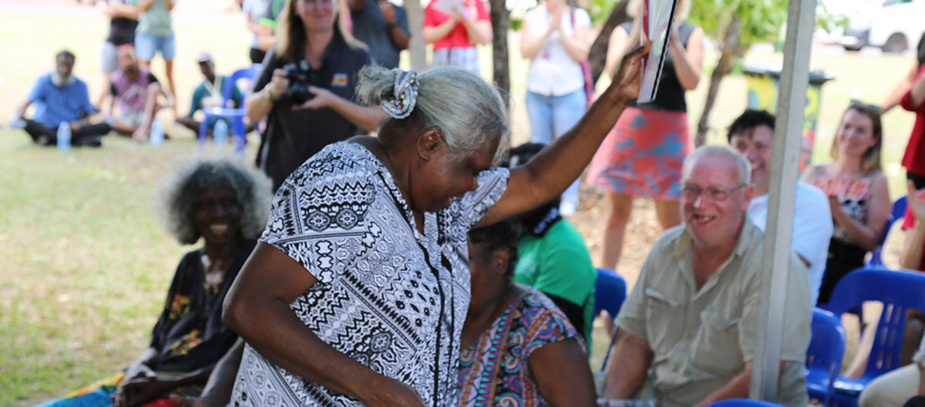 Yvonne Margarula at the land handback ceremony, June 2021. Credit: Gundjeihmi Aboriginal Corporation.