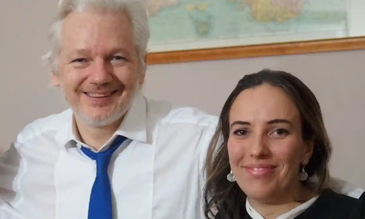 Julian Assange and Stella Moris pictured in the Ecuadorian embassy while he was seeking asylum. Photograph: WikiLeaks/PA