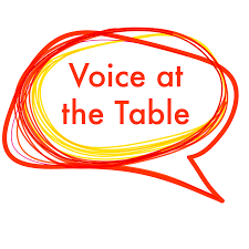 Voice at the Table LOGO words in a speech bubble