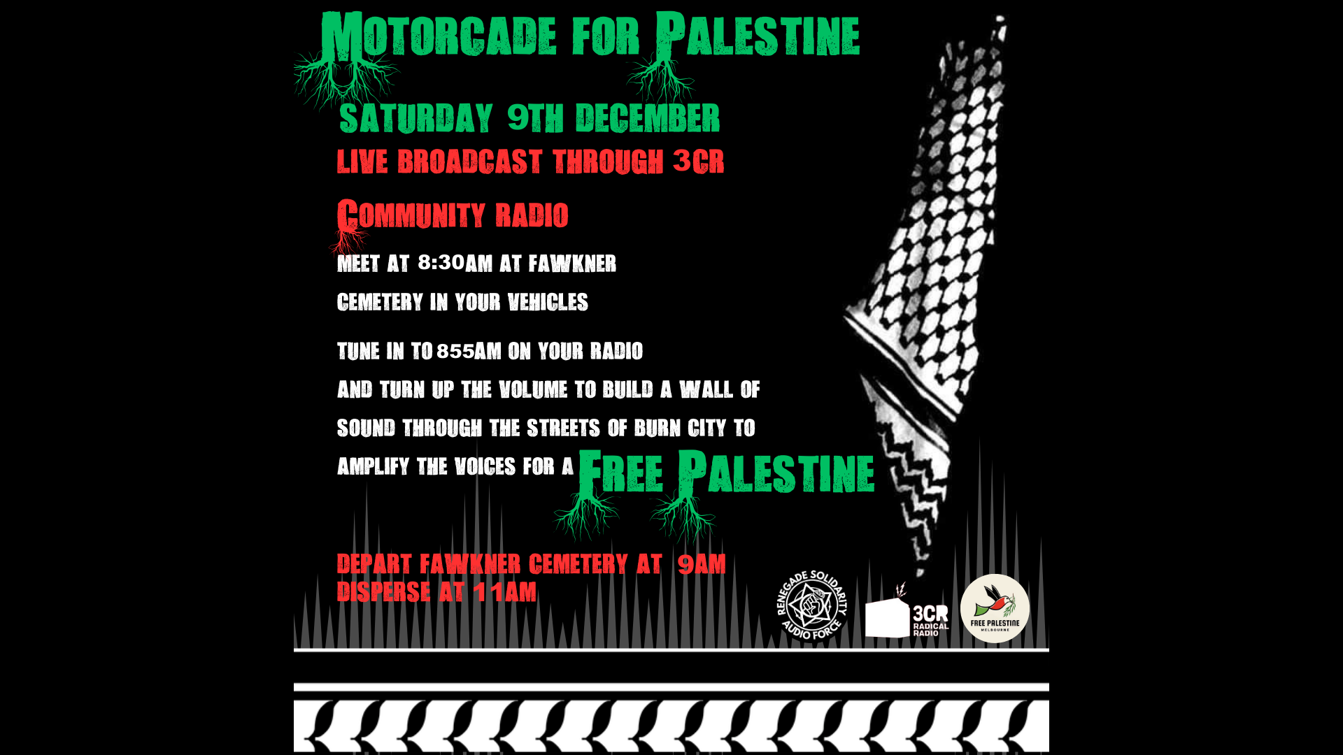 Motorcade for Palestine, Sat 9 Dec 2023