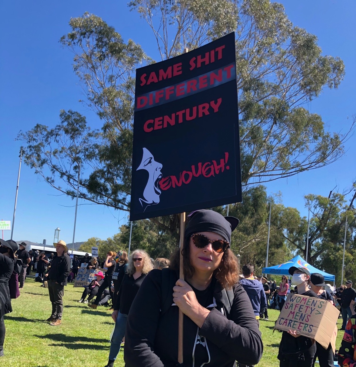 One of the placards at the March-4-Justice rally in Canberra March 15th 2021 Photo courtesy of Judith Peppard