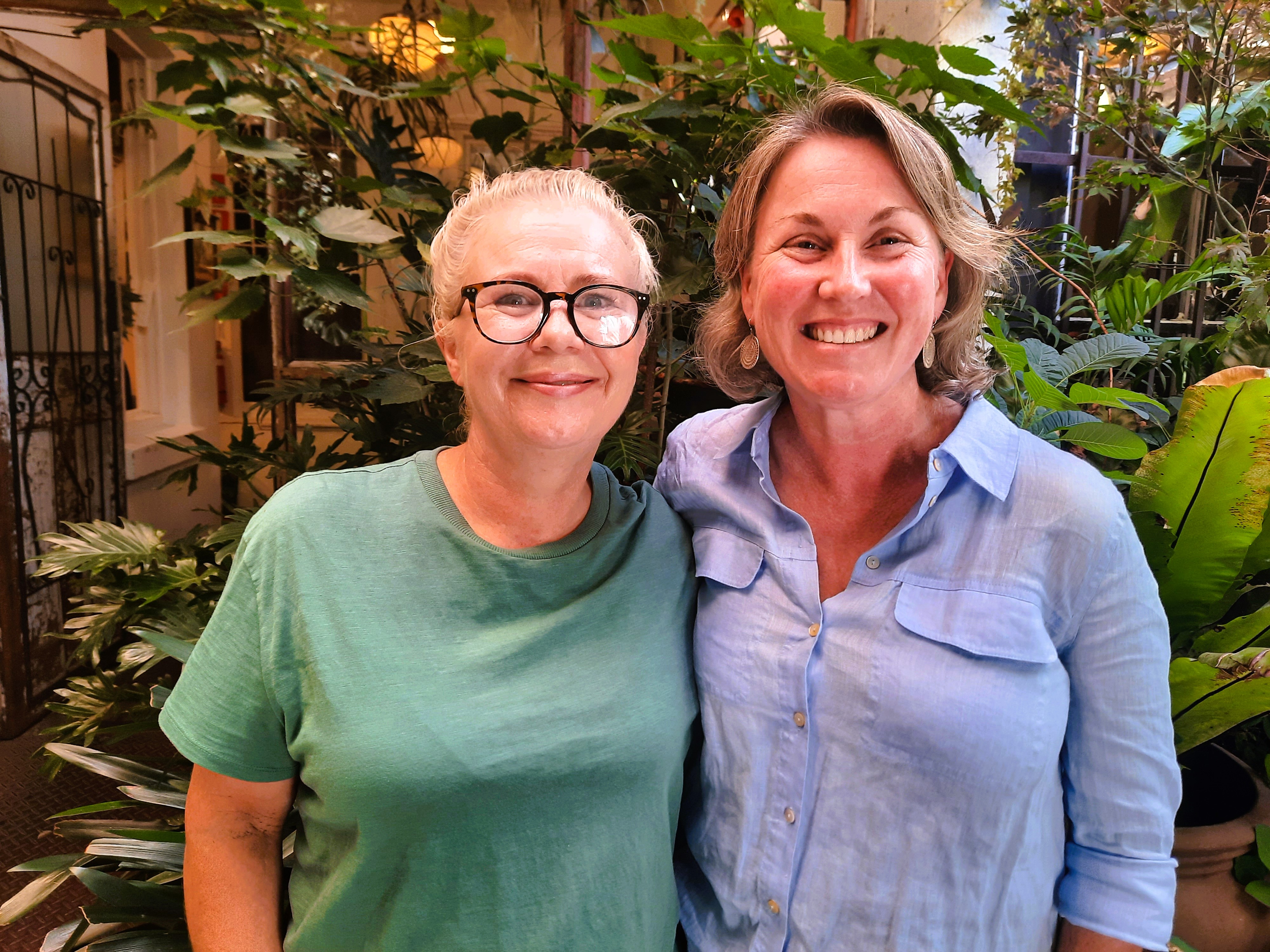 Voices for Change self-advocate, Francesca Lee (l), with Melanie Keely at Bakehouse Studios recording the All Been Inside series. 