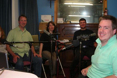 Heather, Jon, Helen, Kane, Luke and David at a VALID recording in Studio 3