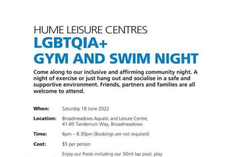 image for Hume swim night Saturday 16 June 2022