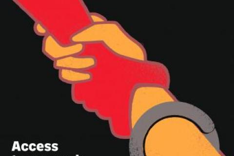 includes images of hand pulling another habd latter has cuffs on