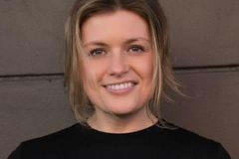 Anna Kochetkova blode hair black jumper