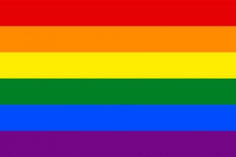 rainbow flag 6 horizantal colours red orange yellow green blue purple