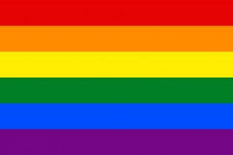 rainbow flag 6 horizantal colours red orange yellow green blue purple