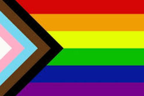 rainbow flag including trans and people of colour