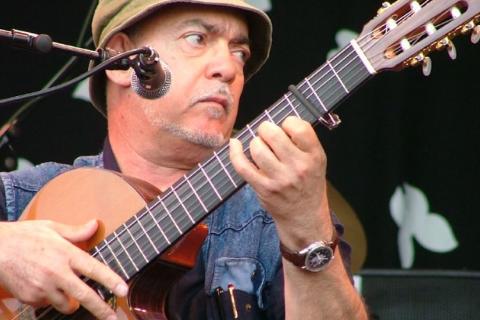 Iraqui singer-songwriter Ilham Al Madfai performing in Glastonbury, England, 2005