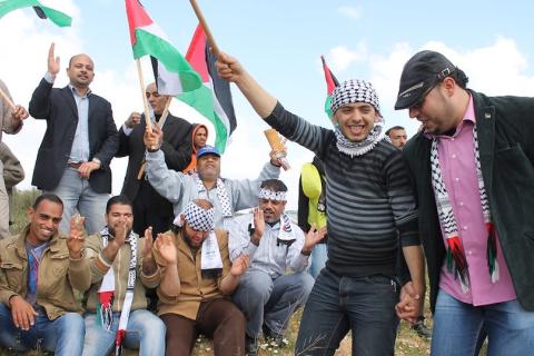 Palestinians commemorate Land Day in the "buffer zone" of the eastern Gaza Strip