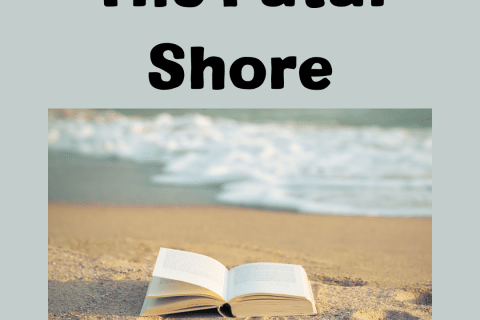 Image has black text that says The Fatal Shore and an image of an open book on the beach