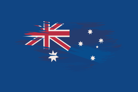 Blue background with a scattered Australian flag on top of it