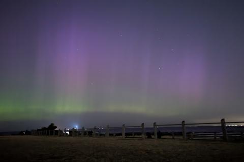 green and purple aurora australis display from Williamstown, 20 Jan 2026 Image: Linden Ashcroft