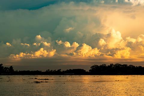 Sunset through clouds