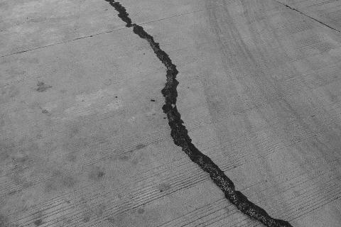 A large crack in the earth from an earthquake