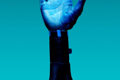 Blue robotic arm
