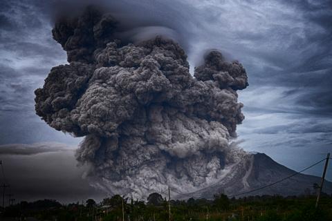 A volcanic ash plume