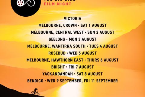 Victoria screening dates, Big Bike Film Night 2026.