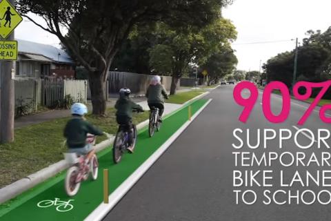Image: Amy Gillett Foundation released results of a survey that found 90 per cent of Australians agreed more needed to be spent on temporary bike lanes