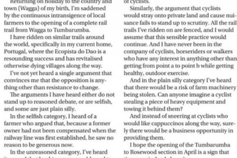 #BuildItForBatlow - Letters to the Editor. Wagga Daily Advertiser, 21st January 2020