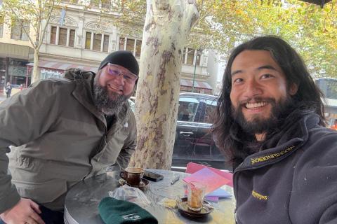 Uncle Jack and Hiro, Melbourne CBD, May 2025. Image credit: jason_b_king / threads