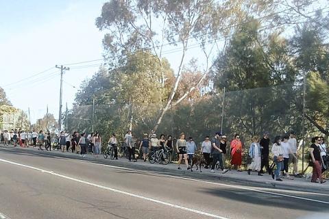 Reclaim Our Merri Creek walking along Normanby Road to Harding Street Bridge