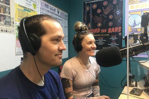 Sarah Hammond & Jesse Carlsson in the 3CR studio for the Yarra BUG Radio Show 