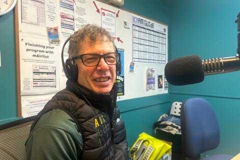 Andrew Gannon in the studio at 3CR for the Yarra BUG Radio Show