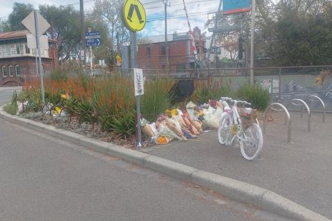 Will's Ghost Bike at Kensington Station. Image: supplied.