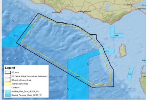 Map of proposed area of seismic blasting.