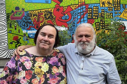 Dr Joe and Madison in the 3CR courtyard
