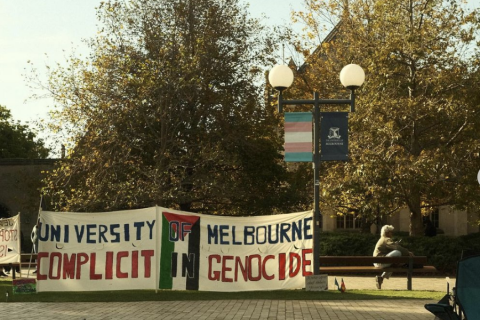 Student protests at Melbourne Uni. Image: @unimelbforpalestine
