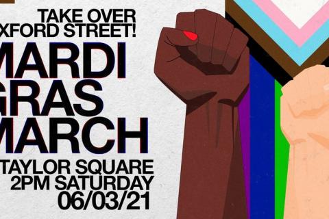 Poster for Pride in Protest Mardi Gras Takeover
