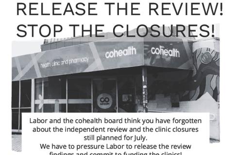 Save cohealth rally poster with details for rally on Sunday 26 April.