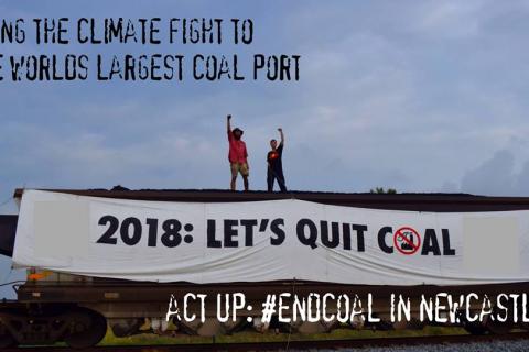 Protesters stopping a coal train