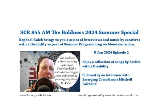 3CR 855 AM The Boldness - Music followed by Interview with Emerging Comedienne Mitchell Fairbank 