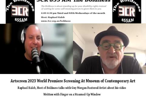 Raphael Kaleb host of The Boldness is talking with esteemed artist  Mr Guy Morgan,  about his video Written by a Finger on a Steamed-Up Window