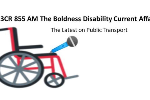 A wheelchair holding a microphone 3CR 855AM The Boldness Disability Current Affairs interviews The Latest On Public Transport