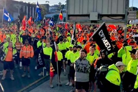 CFMEU members outside the union office in Brisbane on Thursday 19-6-2025 Photo Solidarity