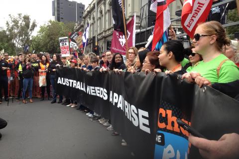 Banner stating that Australian Workers Need a Pay Rise