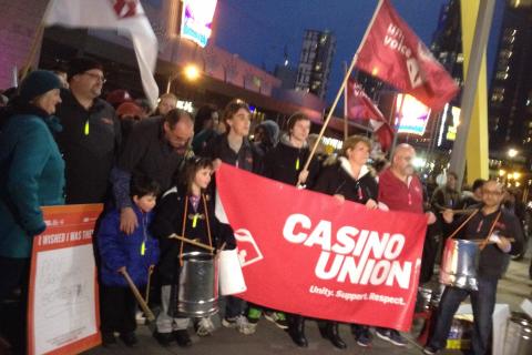 Workers demonstrate outside Crown for weekend penalties