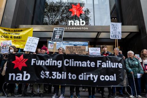 Move  Beyond Coal . Human chain around NAB HQ Sydney