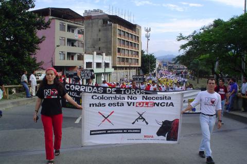 Bullfighting protest in Colombia