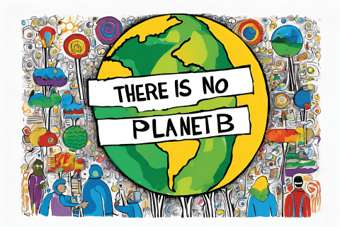 Planet Earth with the words "There is no planet B"