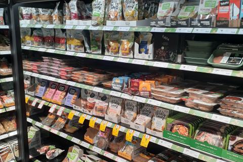 Our photo of the plant-based meat section at Coles Fitzroy.